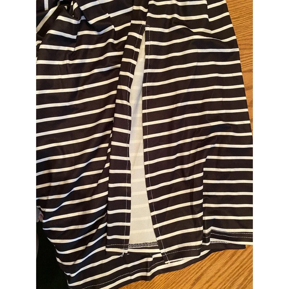 SHEIN Black White Striped Short Sleeve Midi Dress 2X New